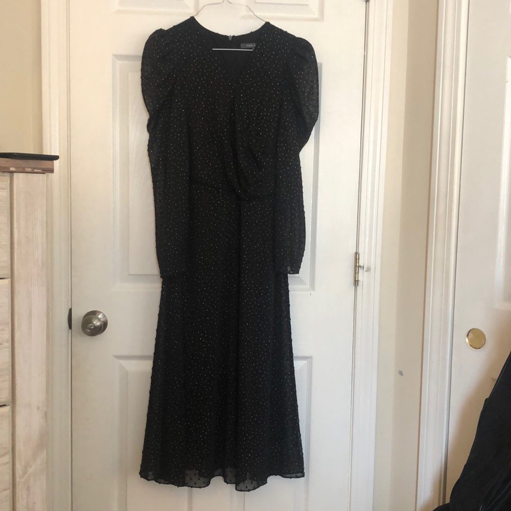 Gold-dot Black Cocktail Dress